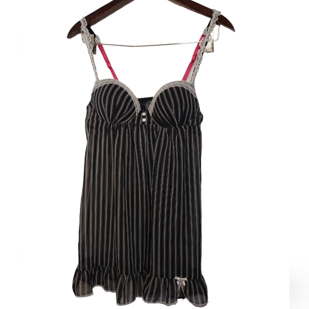Apt 9 Lingerie - Black With White Pin Stripes - Size Small